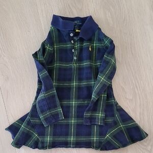 Polo Ralph Lauren Kids Navy and Green Plaid Dress